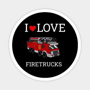 I Love Heart Fire Trucks Magnet